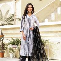 Printed Straight Kurta and Pant set with Dupatta