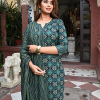 Women Block Printed Kurta Set with Dupatta