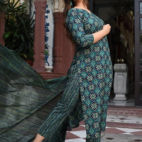 Women Block Printed Kurta Set with Dupatta