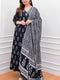 Women Block Printed Kurta Set with Dupatta In Black Color