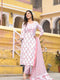 Pink and White Color Straight Kurta set with Dupatta and pant