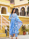 Blue and White Simple Daily Wear Kurta Set for Women