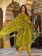 Yellow Simple Floral Printed Designer Kurta Set with Bottom and Dupatta