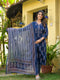 Floral Printed Kurta With Bottom Wear and Dupatta in Blue Color