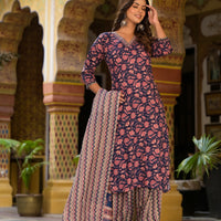 Women Printed Kurta Set With Pant and dupatta