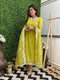 Women Embroidered Straight Kurta Set with Dupatta in Lime Color