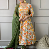 Women Printed and Embroidered Viscose Rayon kurta set