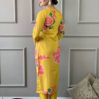 Floral Printed Straight Kurta with Botton and Dupatta