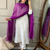 Designer Embroidery Sequnce Rayon Kurta Set with Bottom and Dupatta