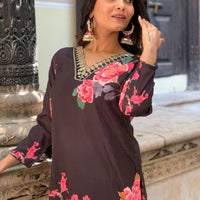 Designer  Floral Kurta Set with Bottom and Dupatta