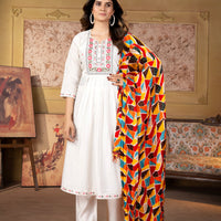 Women's Viscous Chanderi Kurta  With Silk Dupatta Set