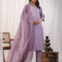 Embroidered Straight Kurta with Trousers & And Dupatta