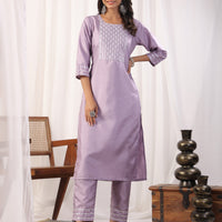 Embroidered Straight Kurta with Trousers & And Dupatta