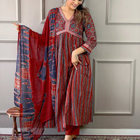 Oaitaari Printed Heavy Duppata Kurta Set With Bottom and Dupatta