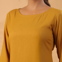 Mustard yellow Round Neck Straight Kurta With Trouser