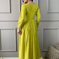 Lemon Yellow Viscose Chanderi  Kurta with bottom and dupatta