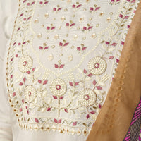 Women Embroidered Straight Kurta with Pants & Dupatta in White Color