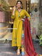 Mustard Yellow Simple Beautiful Kurta Set with Bottom and Dupatta