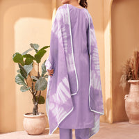 Beautiful and Simple Lavender colour Embroidered Kurta set With Bottom and Dupatta