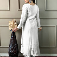 Women"s Off-White Embroidery Straight Kurta Pant With Dupatta