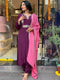 Women's Beautiful Wine Colour Kurta With Pant And Dupatta