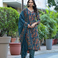 New Beautiful Design Rayon Kurta With Pant And Dupatta