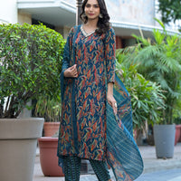 New Beautiful Design Rayon Kurta With Pant And Dupatta