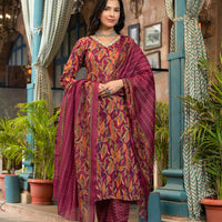 Women Floral Printed Kurta  With Pant and dupatta