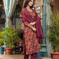 Women Floral Printed Kurta  With Pant and dupatta