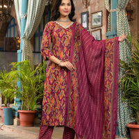 Women Floral Printed Kurta  With Pant and dupatta