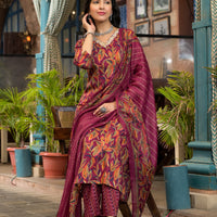 Women Floral Printed Kurta  With Pant and dupatta